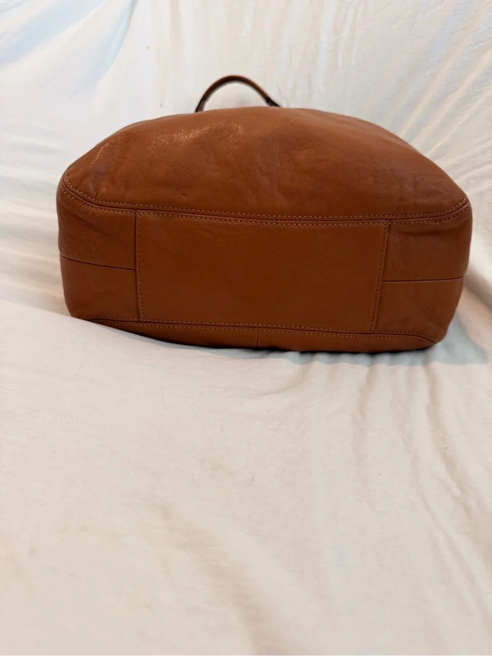Coach Tan Leather Shoulder Bag with Gold Hardware
